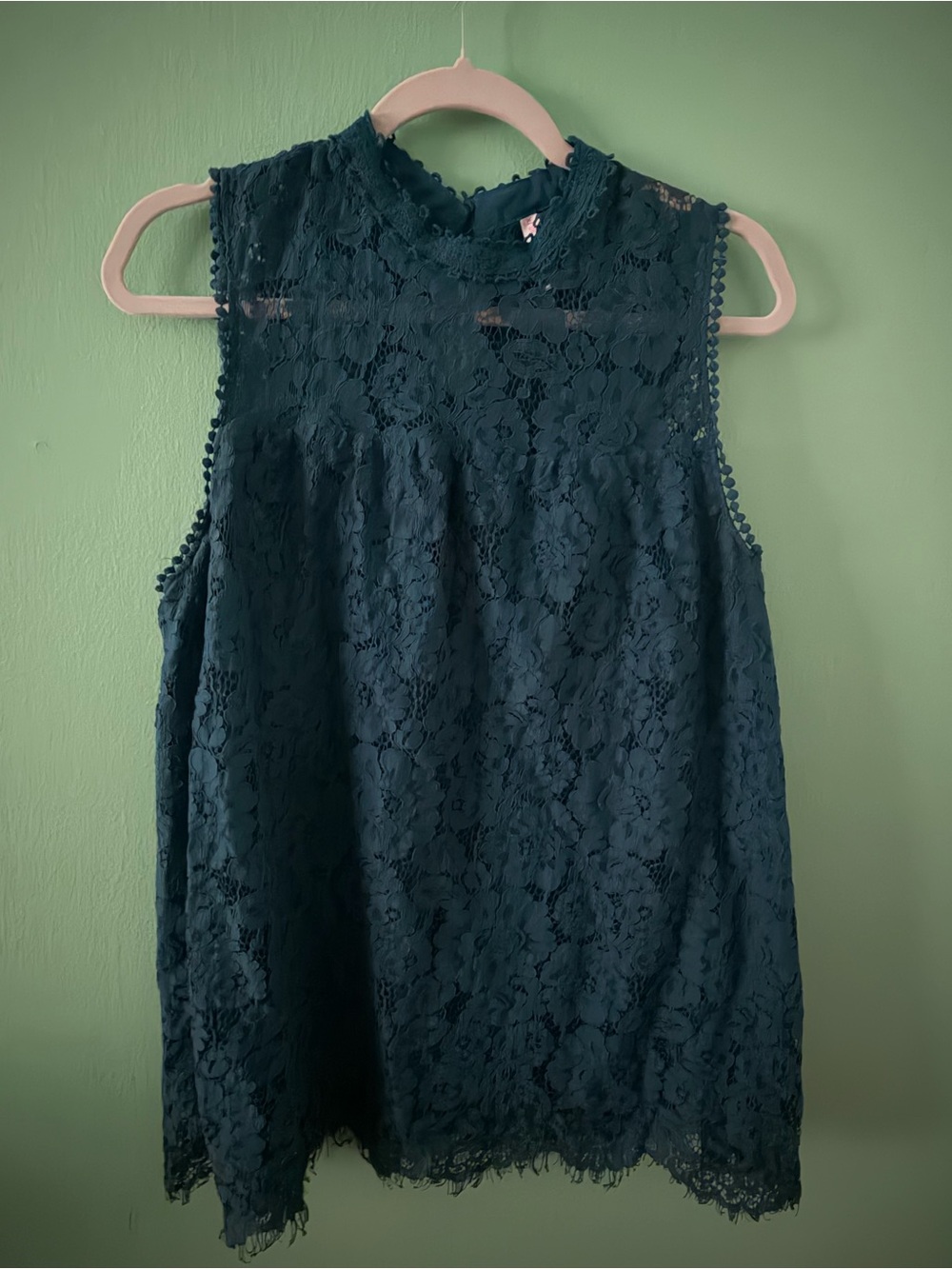 Xhilaration Teal Lace Sleeveless High Neck Top